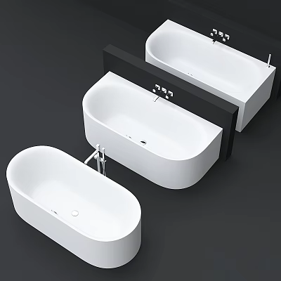 Modern White Freestanding Bathtub Design With Sleek Lines And Chrome Faucet 3d model