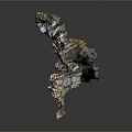 Natural Wood Stone with Layered Structure Varied Textures Colors Rough Surface and Green Moss Accents
