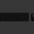 Black Computer Keyboard And Mouse Accessories With Gray Background Reflection Effect