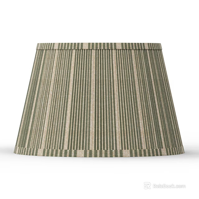 Vertical Striped Green Beige Fabric Lampshade For Home Lighting Decor 3d model 
