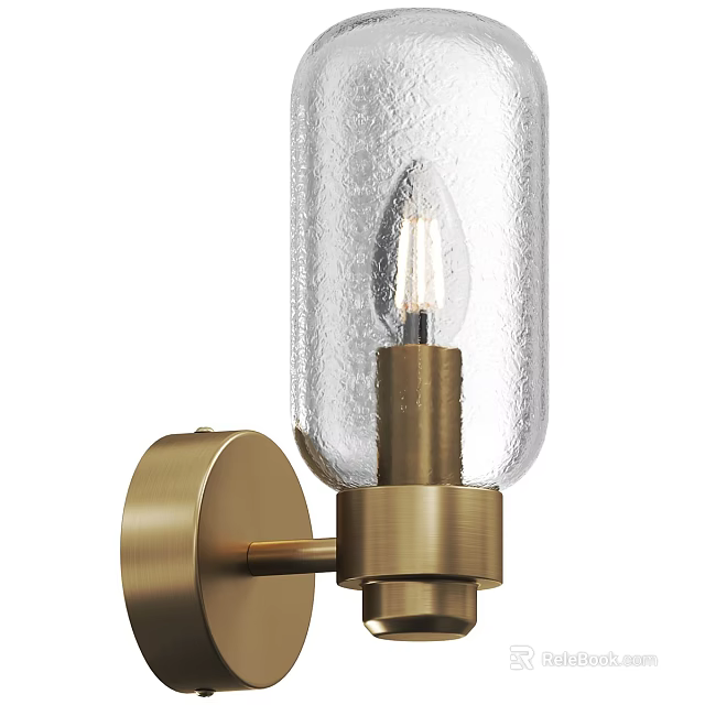 Modern Golden Metal Wall Light With Frosted Glass Shade And Visible Filament 3d model 