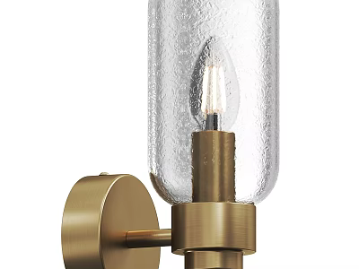 Modern Golden Metal Wall Light With Frosted Glass Shade And Visible Filament 3d model