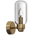 Modern Golden Metal Wall Light With Frosted Glass Shade And Visible Filament