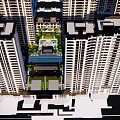 Modern High Rise Residential Complex With Central Garden And Swimming Pool
