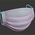 Disposable Blue Surgical Mask With Ear Loops And Multi Layer Protective Design 3d model