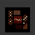 Square Chocolate Pieces Arranged Around Red Wooden Box With White Text On Dark Tray