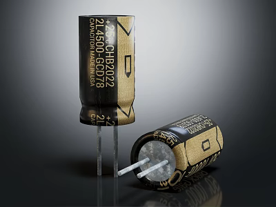 High Quality Capacitors as Electronic Components for Household Appliances Ensuring Stable Performance 3d model
