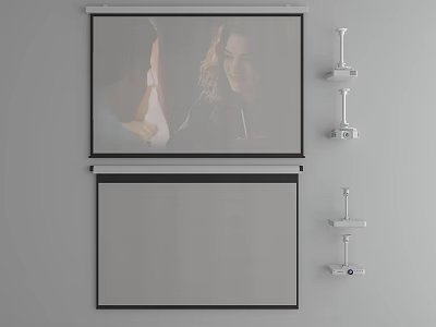 Modern Projection Surveillance System Displaying Monitored Scenes With Dual Projection Screens And Wall Cameras 3d model