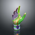 Green and Purple Glove With Gold Accents Futuristic SciFi Style Wrist Blue Details