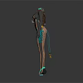 Two Futuristic Sci Fi Characters In Black Bodysuits With Leather Jackets And Green Accents