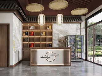 New Chinese Front Desk Chinese Restaurant Cashier 3d model
