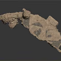 Natural 3D Rock Formation Scene Component With Layered Structure And Platforms