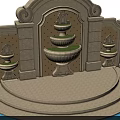 Garden Ornament Design Featuring Central Fountain Surrounding Pool Intricate Patterns And Decorative Steps
