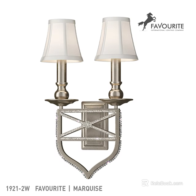 Classic Double White Lampshade Wall Sconce With Metallic Base And Decorative Frame 3d model 