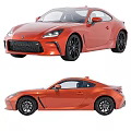 Toyota Orange Sports Coupe Front And Rear View With Black Wheels