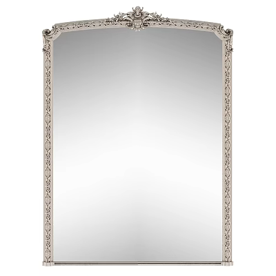 Elegant Classic Mirror With Ornate White Frame And Intricate Carved Patterns 3d model