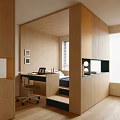 Modern Kids Room Interior With Study Desk Chair Window Blinds Wooden Storage And Teal Drawers