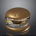 Delicious Golden Hamburger With Sesame Seed Bun Juicy Patty And Melted Cheese
