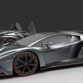 Gray Sports Cars With Scissor Doors And Red Rimmed Wheels
