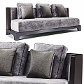 Two Seater Sofa With Gray Fabric Upholstery Comfortable Cushions And Dark Wooden Frame
