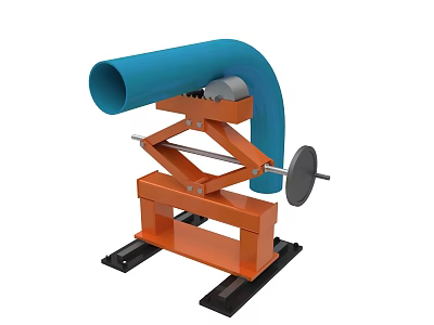 Industrial Lifting Equipment With Orange Base Blue Pipe Metal Frame And Black Rails 3d model