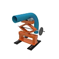 Industrial Lifting Equipment With Orange Base Blue Pipe Metal Frame And Black Rails