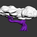 Unique Artistic Tree With Purple Trunk And White Cloud Like Top Structure