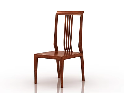 Modern Wooden Dining Chair With Vertical Slat Backrest And Straight Legs 3d model