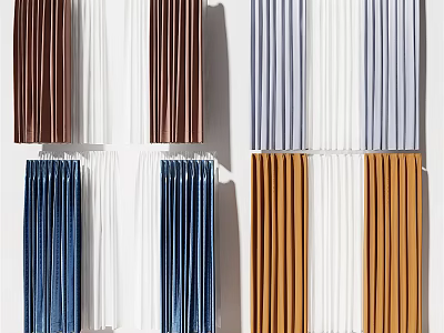 Modern Curtains In Various Colors Soft Fabric For Home Interior Decor 3d model