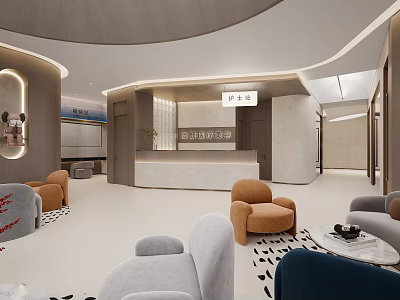 Modern Beauty Salon Interior With Reception Desk Comfortable Sofas And Stylish Decor 3d model