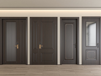 New Chinese door combination single door double door 3d model