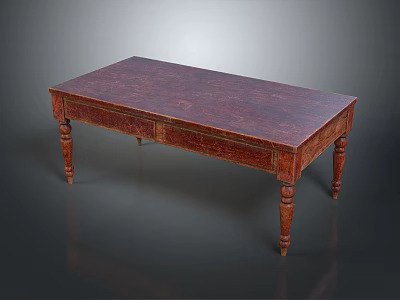 Vintage Wooden Table With Carved Legs Smooth Surface And Single Drawer Design 3d model