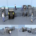 Public Security Facility Featuring Security Gates And Screening Equipment For Passengers
