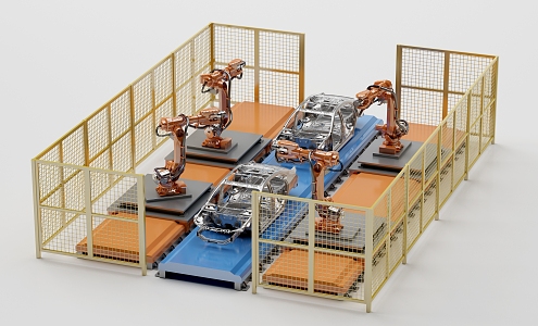 modern assembly line 3d model