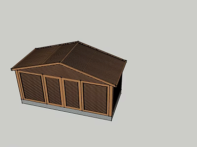 Durable Brown Outdoor Storage Cabinet With Sloped Roof And Louvered Doors 3d model
