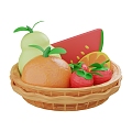 fruit fruit plate watermelon orange cartoon fruit cartoon fruit plate 3d model