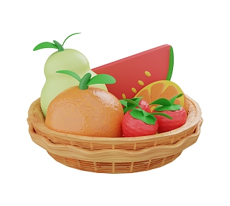 fruit plate watermelon orange cartoon fruit cartoon fruit plate 3d model