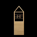 Wooden Model House With Slatted Roof Window Grilles And Square Base