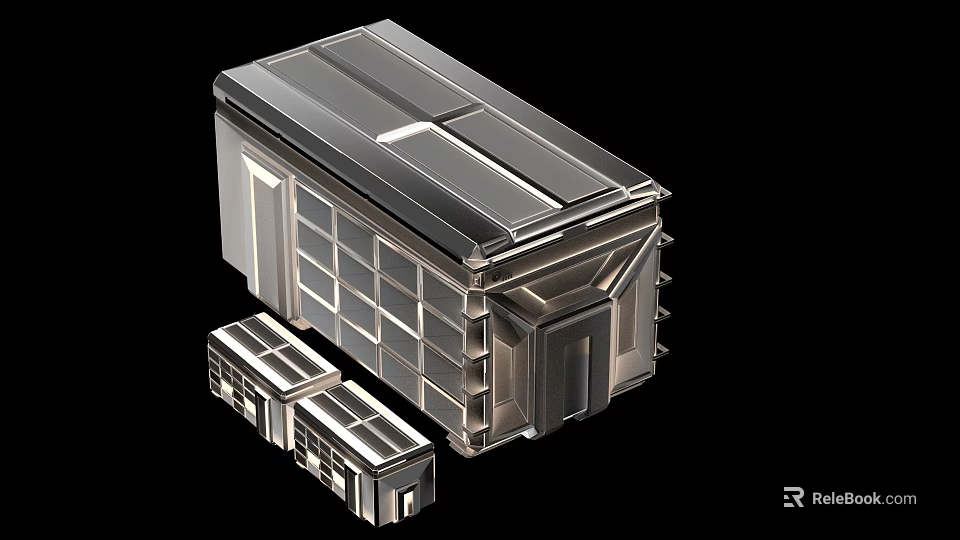 Modern Abstract Geometric Art Installation With Metallic Glass Architectural Structure 3d model 