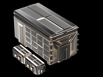 Modern Abstract Geometric Art Installation With Metallic Glass Architectural Structure 3d model