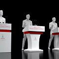 Functional Podium Desk For CIFTIS 2023 International Service Trade Fair With Microphones And Figure
