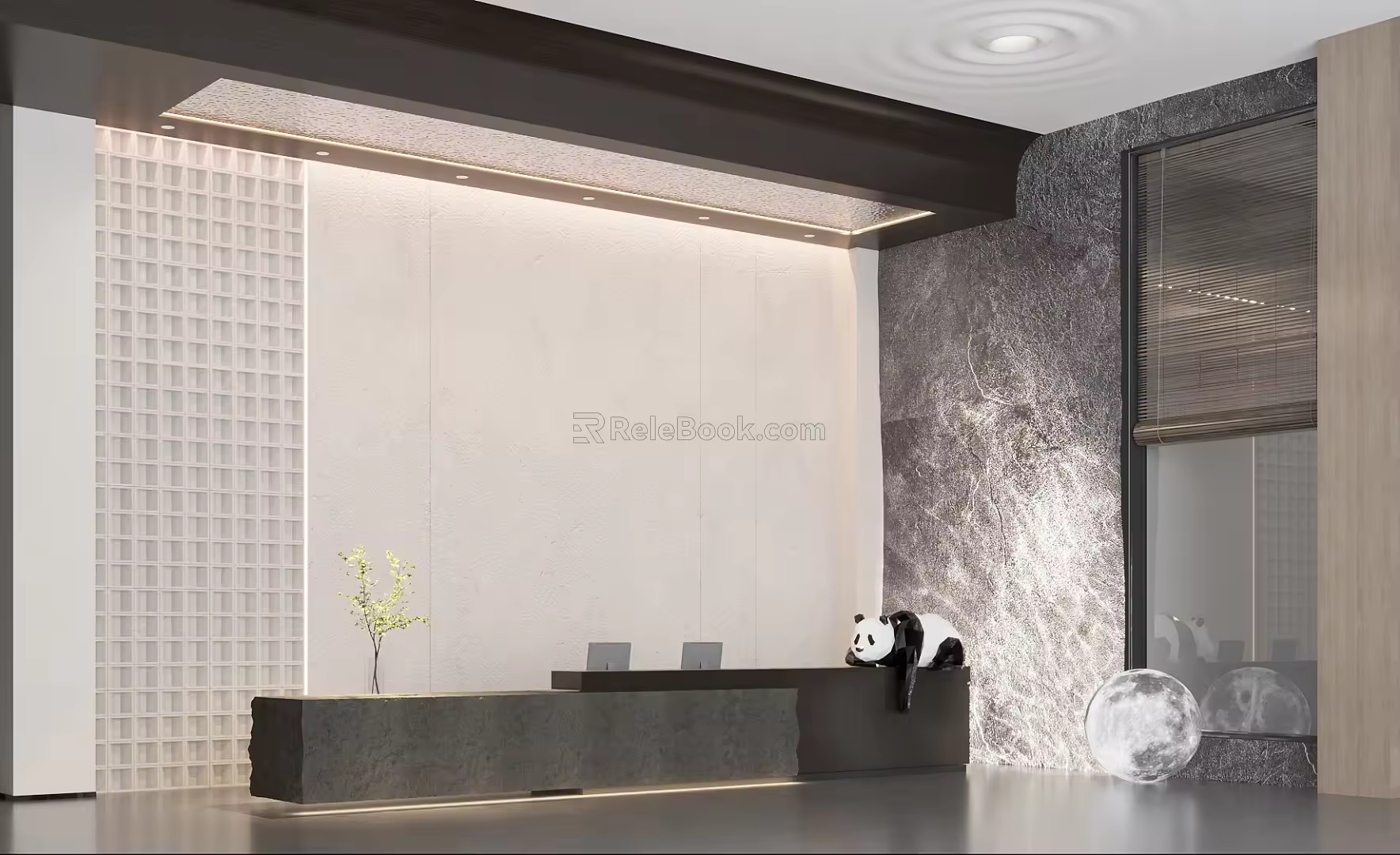 Modern Front Desk Reception 3d model