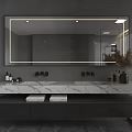 Modern Bathroom Vanity with Marble Countertop Double Sinks Large Illuminated Mirror and Black Cabinets