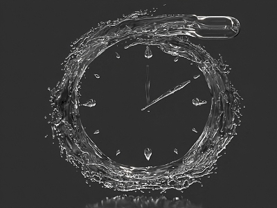 Water Watch Liquid Wall Clock Fluid Clock Water Drops Water Drops Water Flowers Water Stains 3d model