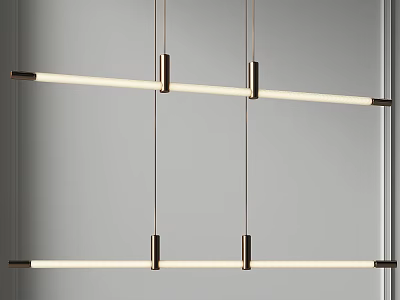 Modern Linear Pendant Light With Metal Hanging Frame And Long Strip Lighting 3d model