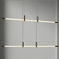 Modern Linear Pendant Light With Metal Hanging Frame And Long Strip Lighting