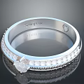 Elegant Silver Ring With Diamond Accent And Decorative Engraved Band 3d model