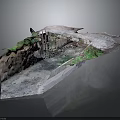 Modern Landscape 3D Model Featuring Sunken Depression With Green Vegetation And Moist Ground