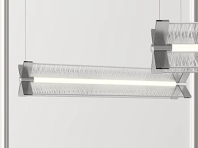 Modern Linear Chandelier With Textured Glass Shade And Metal Frame 3d model