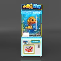 Arcade Claw Machine With Little Fish Run Theme And Cartoon Fish Crab Design